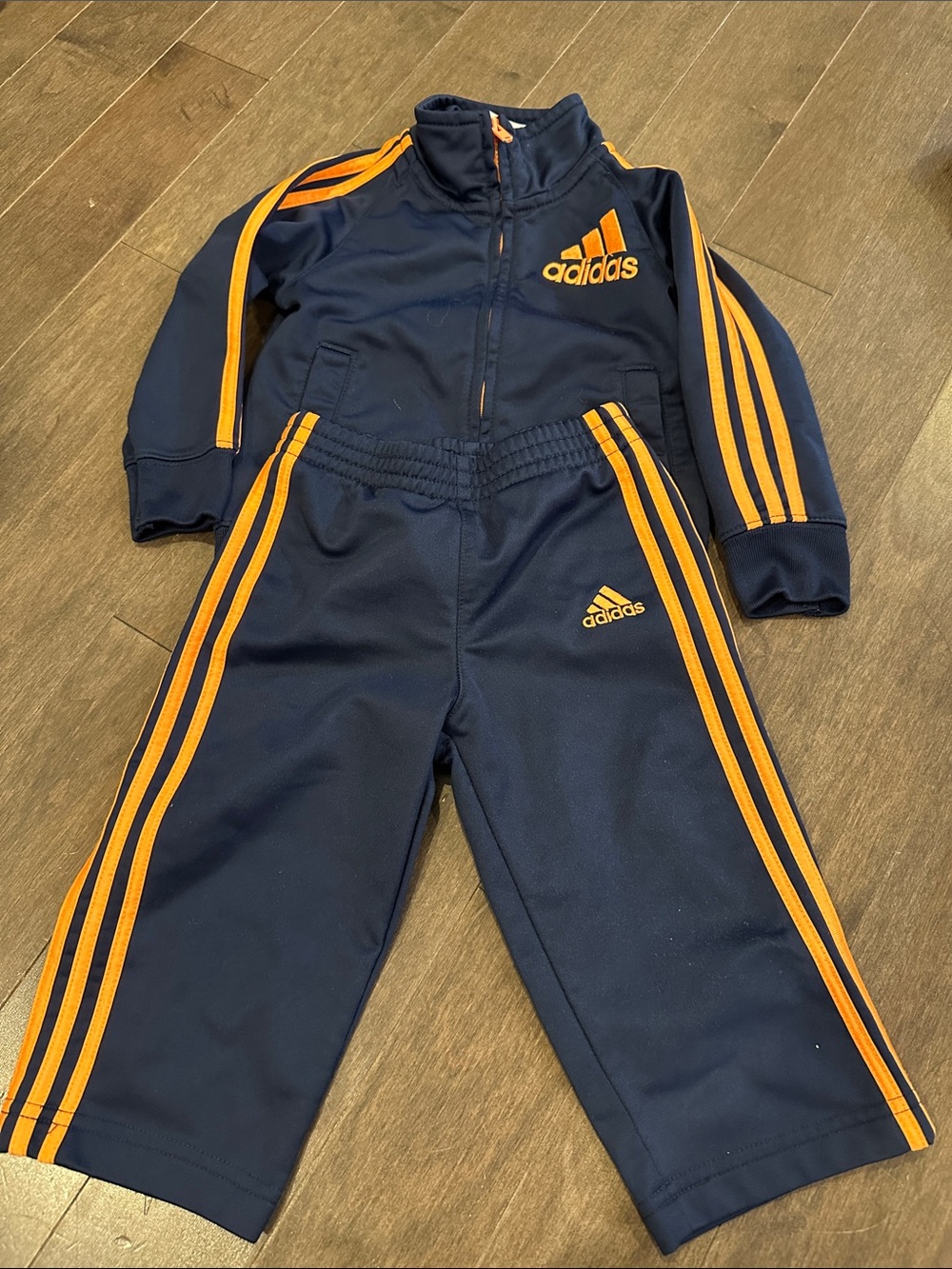 adidas Navy and Orange 18M Athletic Track Set